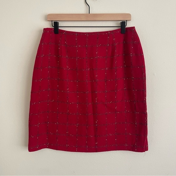That's Me! Vintage Red Wool Blend Two-Piece Set Jacket Skirt Petites Size 12P - Picture 7 of 9